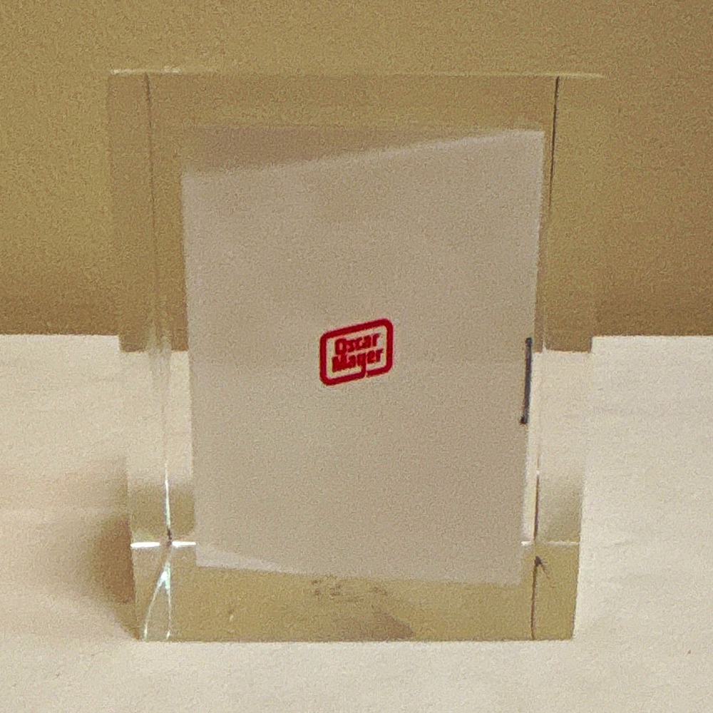 Oscar Mayer Advertising Prospectus Clear Acrylic Paperweight May 1980 $50 Mil